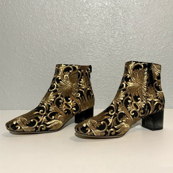 Tory Burch | Shoes | Tory Burch Brocade Carlotta Gold And Black Booties | Poshmark